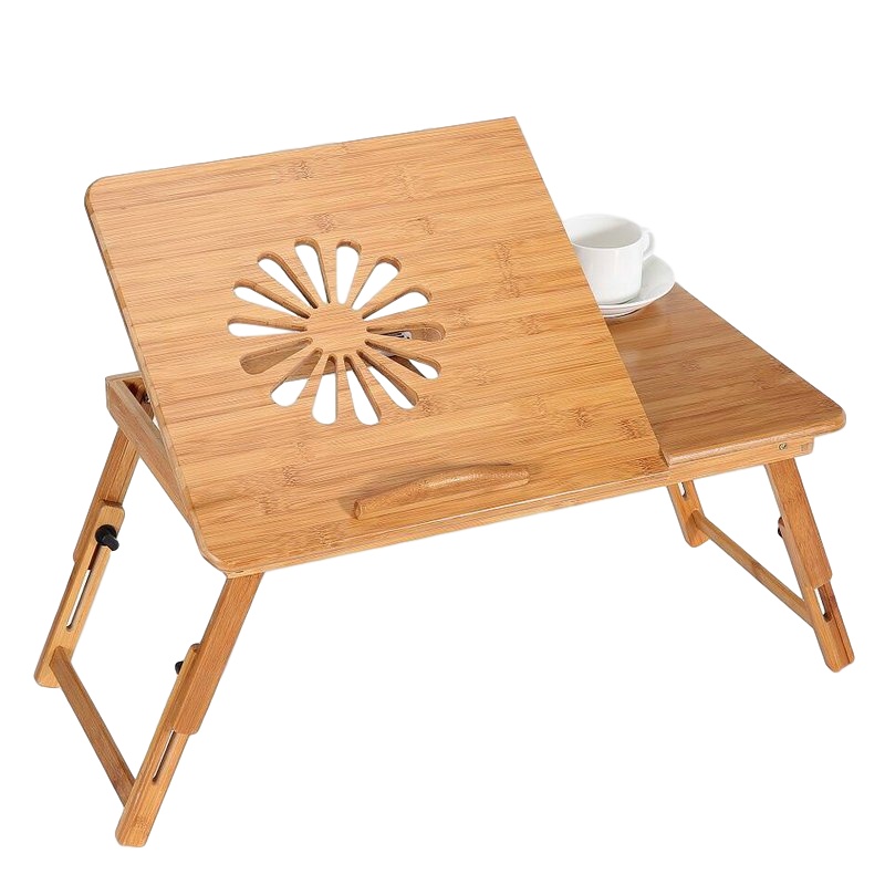 创世人 楠竹实木床上用笔记本电脑桌懒人桌创意小茶几餐桌炕桌学习书桌餐桌月子桌带散热孔
