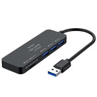 晶华 USB五合一扩展器 3口HUB分线器多功能SD/TF高速读卡器 电脑笔记本接鼠标键盘U盘集线器 黑色 Z300