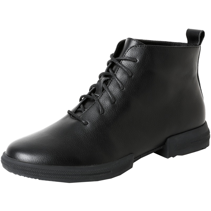 百田森早秋马丁靴女英伦风秋冬新款圆头真皮百搭靴子女短靴