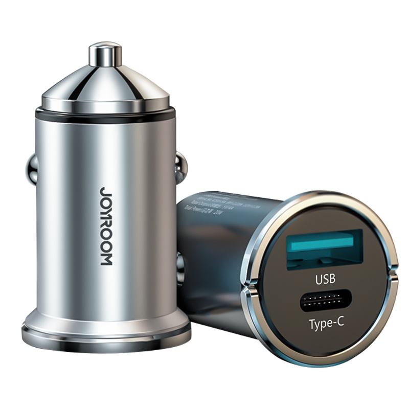 机乐堂 20W双口拉环Mini快充（PD+QC3.0）蓝色车载充电器快充汽车用转换插头一拖三多功能usb接口