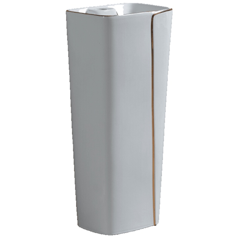 时尚家装北欧立柱盆欧式金边洗手盆阳台陶瓷洗脸盆小艺术盆落地一体洗手台 放心购安心抵