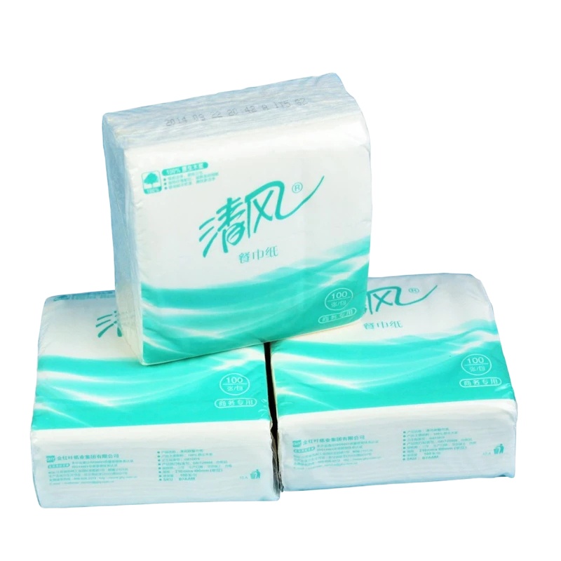 清风小方抽纸B7AAM 方巾纸酒店宾馆抽取式正方形单层100抽*96包/箱 (整箱销售)