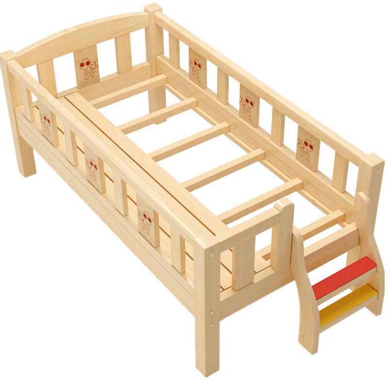 [每满300减40]儿童床带护栏男孩女孩公主单人床实木小床婴儿床加宽边大床拼接床巧妈妈