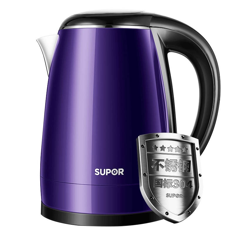 苏泊尔(Supor)电水壶 SWF17E18A 304食品级不锈钢电热水壶 保温烧水壶 家用 1.7L/1.7升 深紫色