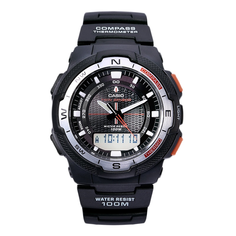 卡西欧(CASIO)手表男表户外多功能登山防水运动石英表男表 SGW-500H-1B
