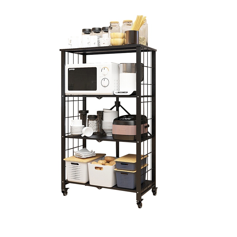 免安装折叠厨房置物架落地式微波炉架子家用烤箱储物客厅收纳神器