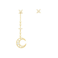 APM MONACO星月耳环不对称星星耳钉仙气质甜美月亮耳坠七夕潮 AE12342OXY金黄色