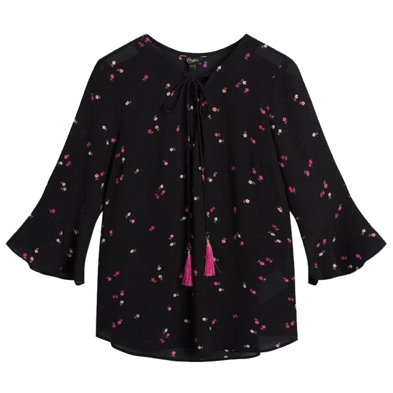 上新拉夏贝尔candie's秋冬新款复古显瘦休闲雪纺衫洋气小衫女30081491