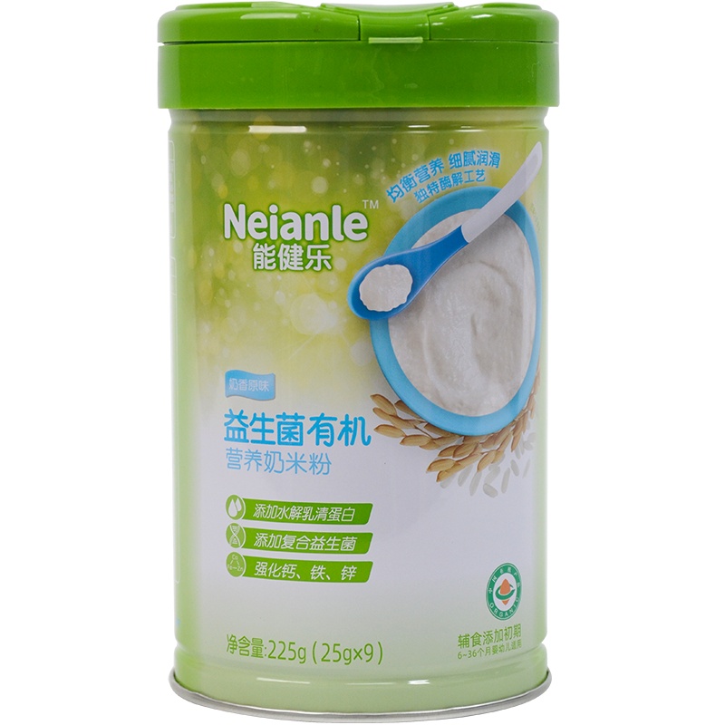 能健乐益生菌有机营养奶米粉 225g/罐