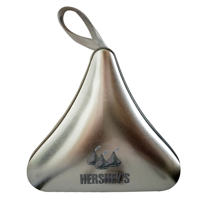 好时（Hershey’s） 好时之吻kisses牛奶巧克力10粒排块+4粒水滴三角形铁盒喜糖礼盒装（目前只有银色）