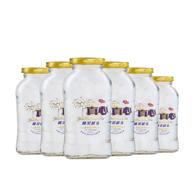 真心罐头椰果罐头零食特产糖水水果罐头厂家直销248g*6罐