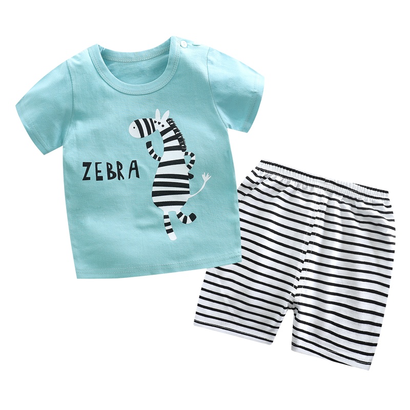 2020夏季新款纯棉儿童短袖T恤套装韩版婴幼儿宝宝短袖短裤俩件套