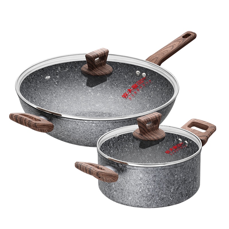 炊大皇大理纹两件套炒锅32汤锅 DLW3224