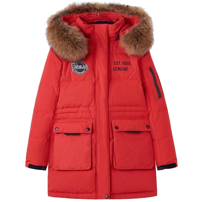 Puella大毛领中长款羽绒服女2019流行冬欧洲站小个子新款面包服20012294