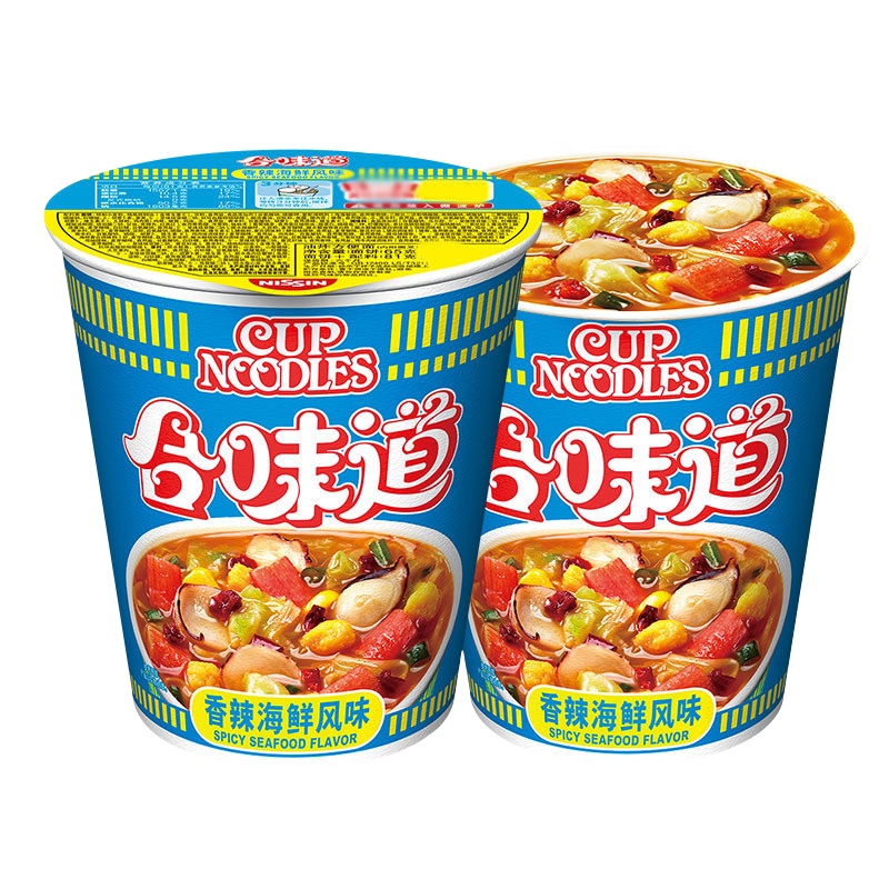 日清(NISSIN) 方便面组合装 杯面泡面快餐面 香辣海鲜风味12杯整箱装