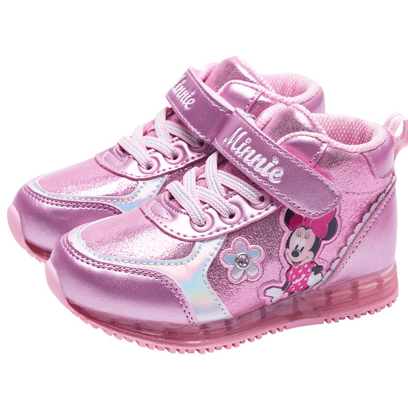 迪士尼童鞋女童运动鞋2019秋季新款高帮米妮鞋小女孩公主防水小童