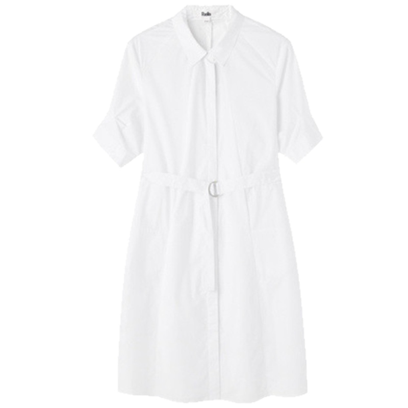 【专柜同款】Puella夏女新款高腰休闲五分袖收腰法式娃娃领中长款连衣裙20013883