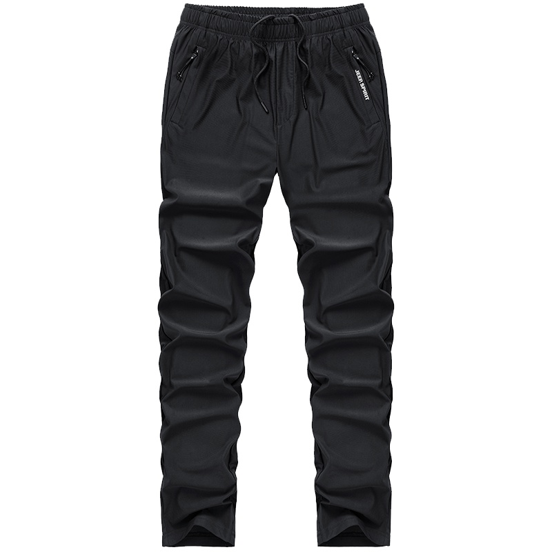 jeep吉普正品春秋休闲裤男士弹力户外长裤男装运动裤徒步裤青年黑色修身直筒拉链口袋百搭裤子