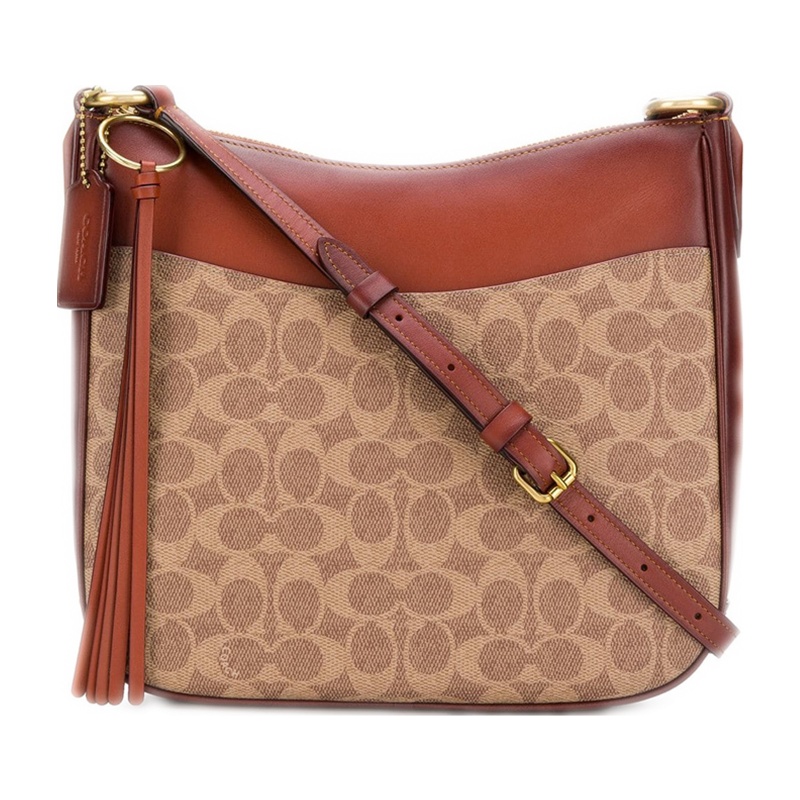 Coach 蔻驰(专柜) 女士红色卡其色小牛皮签名徽标贵妃包 38579B4NQ4