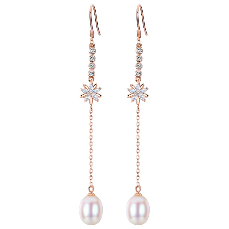 佰色传情925纯银淡水珍珠耳坠女耳环简约冷淡风气质耳饰耳钉