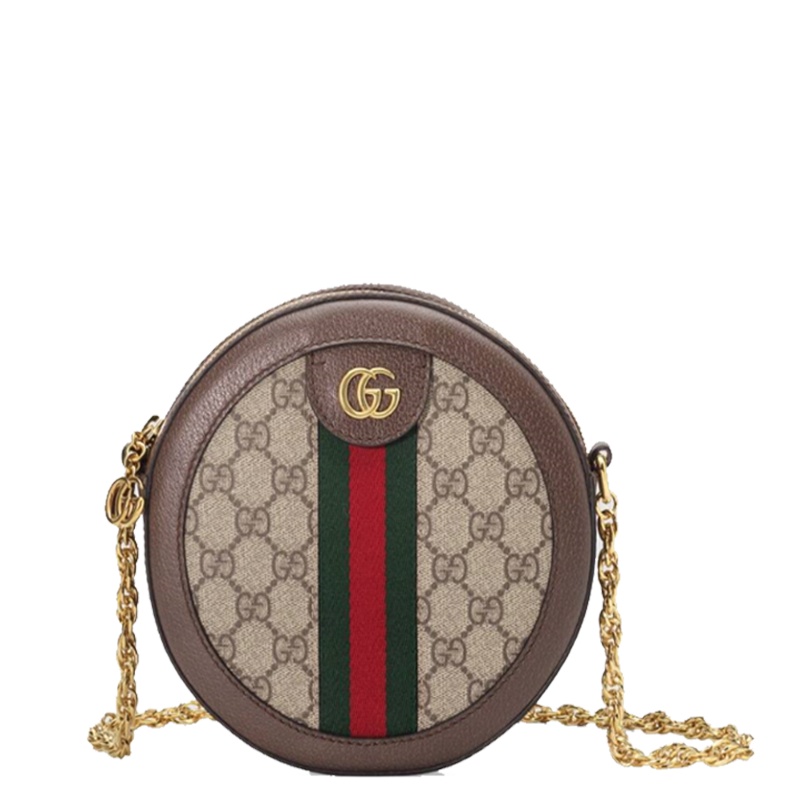 [直营]古驰(GUCCI)Ophidia系列双G圆形迷你拉链款单肩包斜跨包小圆饼 女包