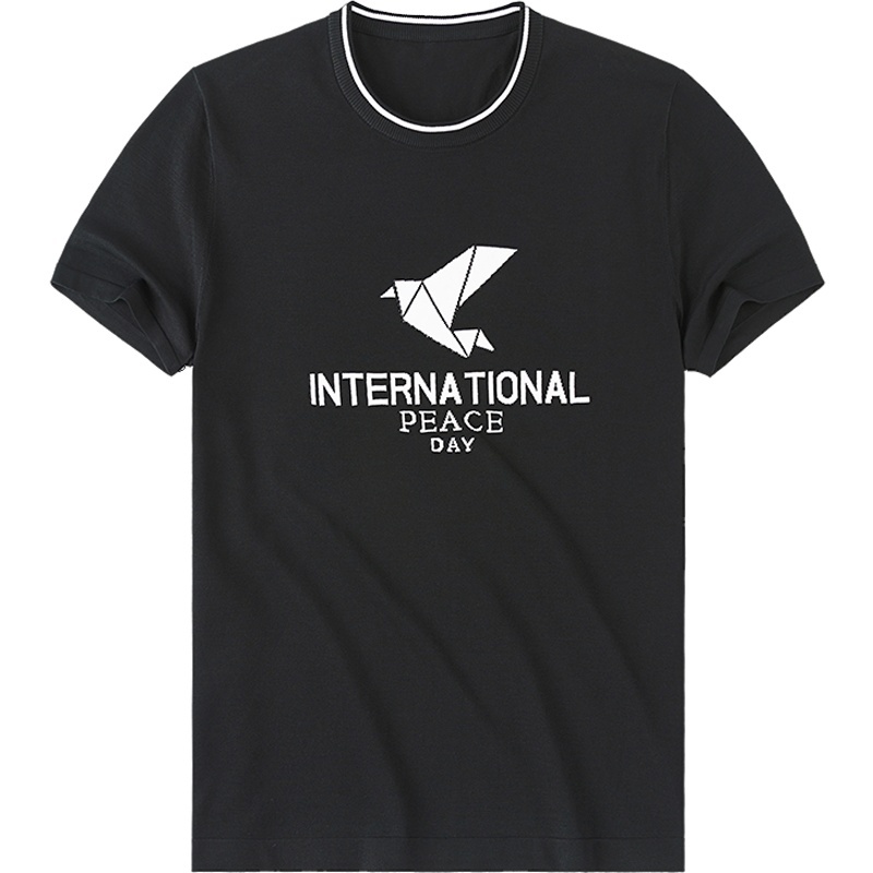 布先生新款透气柔软针织T男装 精美织花纯棉短袖T恤AT10791