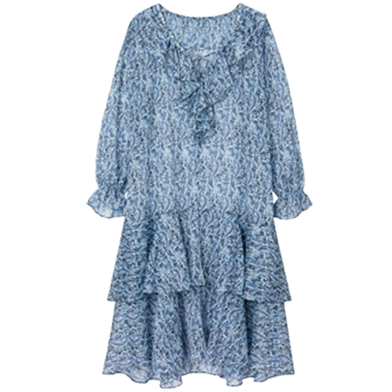 【专柜同款】拉夏贝尔秋冬新款韩版宽松高腰小香风蛋糕裙网纱连衣裙女1T000840