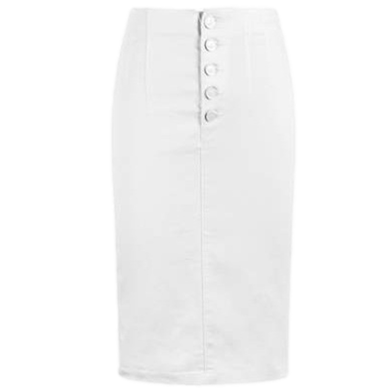 【福利款】拉夏贝尔春装新款纯色优雅百搭包臀裙多纽扣中裙半身裙10009968