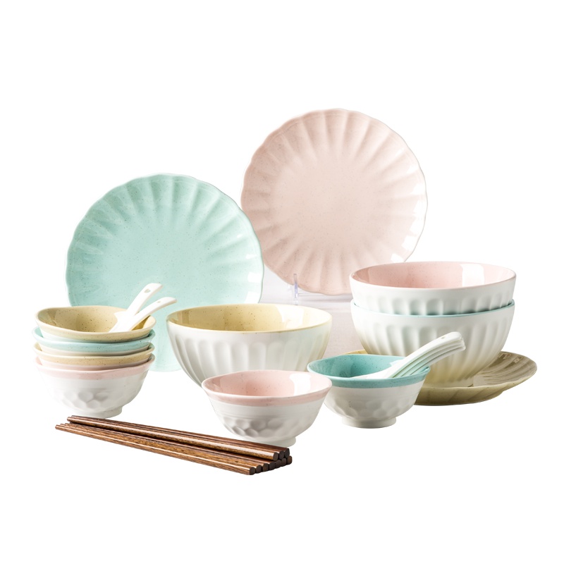 IJARL 亿嘉家用陶瓷餐具套装碗碟筷勺组合简约风格结婚送礼 晨曦系列 24件套
