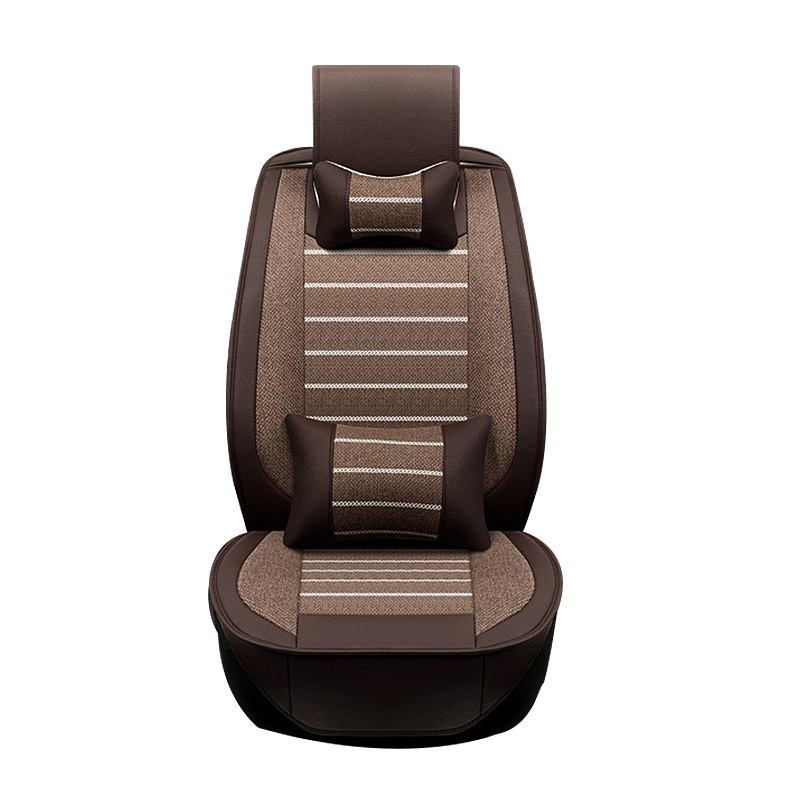 布雷什(BOLISH)五座四季通用汽车坐垫冬季仿亚麻全包围汽车座垫座椅垫车内饰品风行皮麻豪华款魅力咖
