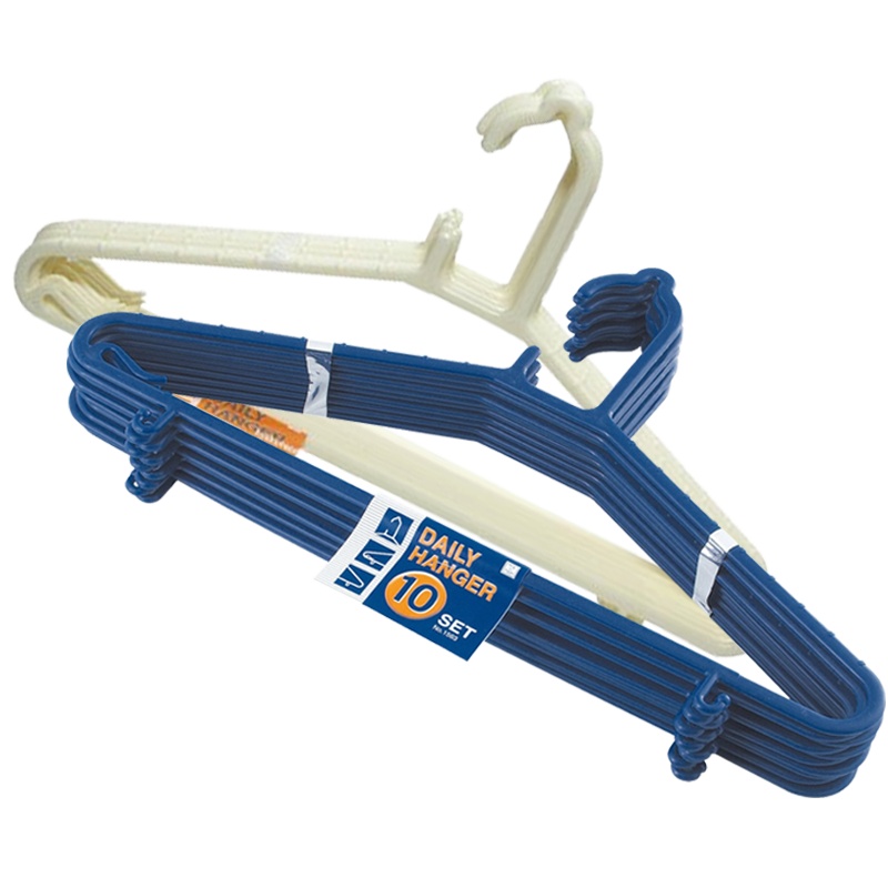 小久保(KOKUBO) 折不断塑料衣架衣挂 晾衣架无痕家用防滑衣架 [10只装]