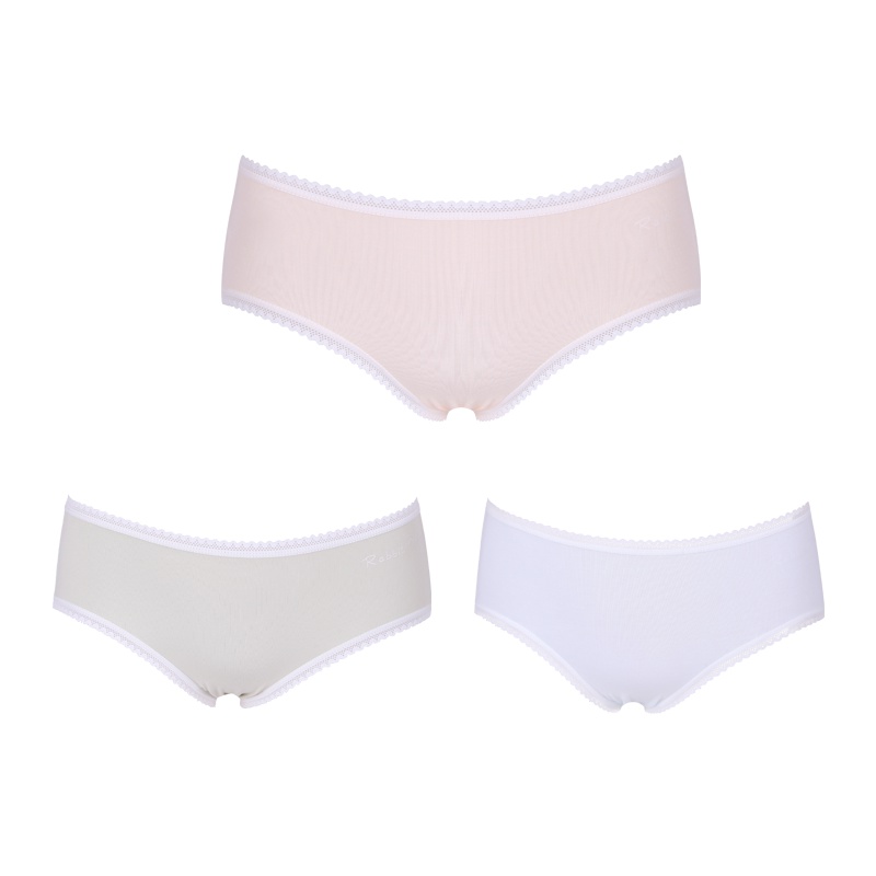 依曼丽中腰平角裤女士 简约舒适性感提臀糖果色少女内裤3条装