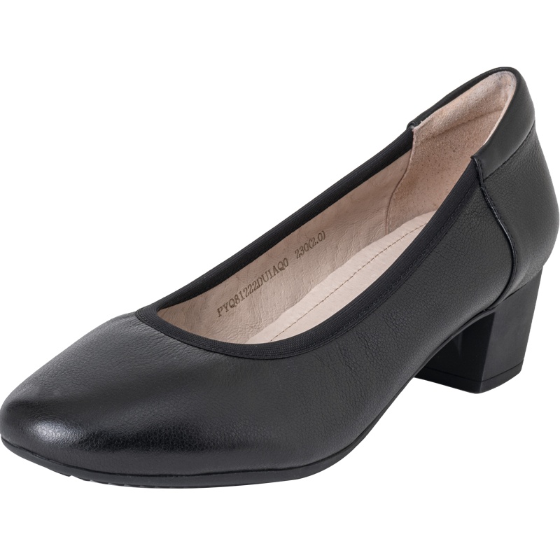 百田森2020春季商场同款职业鞋时尚纯色粗跟休闲单鞋女