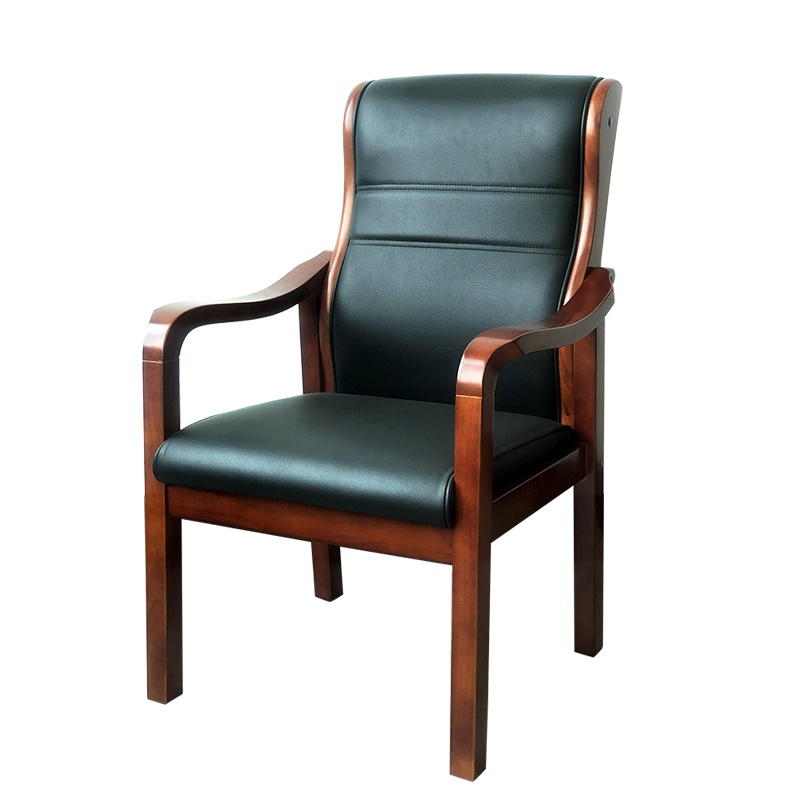 优百丽 SH-296橡胶木椅 办公家具 办公椅 皮艺老板椅 实木四脚椅 电脑椅会议椅 皮料色彩可定制