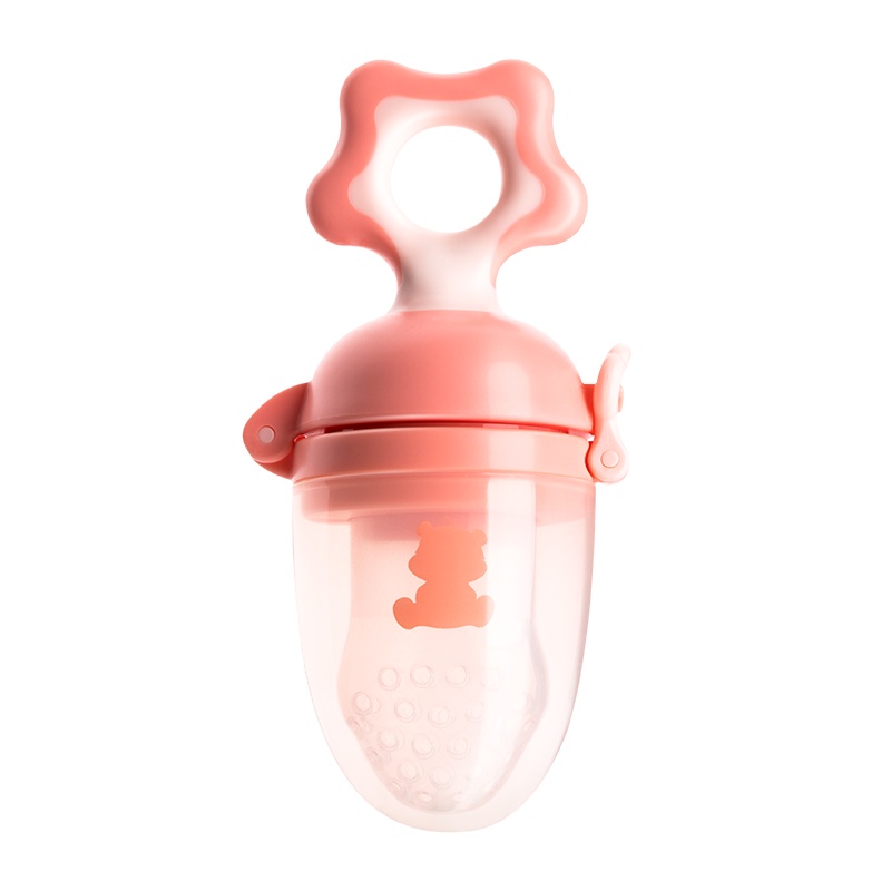 小白熊婴儿咬咬袋宝宝咬咬辅食器婴儿咬咬玩具牙胶水果咬咬乐粉色09675