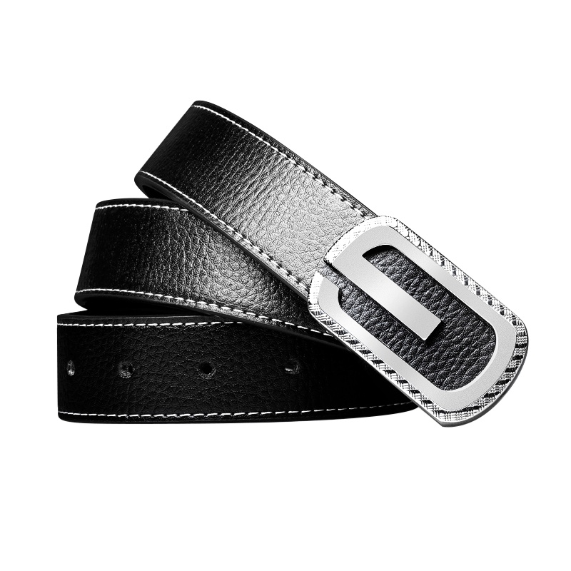 【顺丰配送】padieoe帕迪欧男士皮带牛皮平滑扣腰带男纯裤带韩版潮商务青中年休闲青年