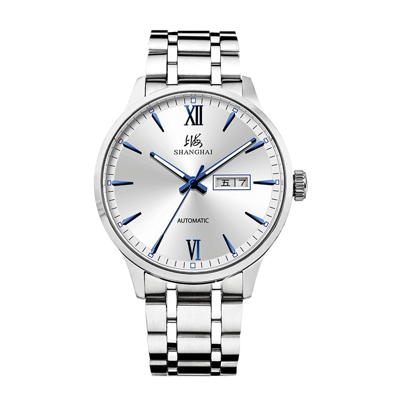 上海手表男士商务三针日历系列全自动机械机芯时尚大表盘商务男士机械手表821