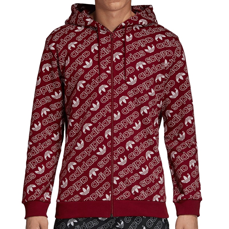 阿迪达斯(adidas)三叶草MONOGRAM舒适男士连帽运动夹克外套DH4783