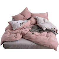 北极绒家纺 日式水洗棉四件套斜纹简约风全棉床上用品床单被套1.8米 标准号200*230cm