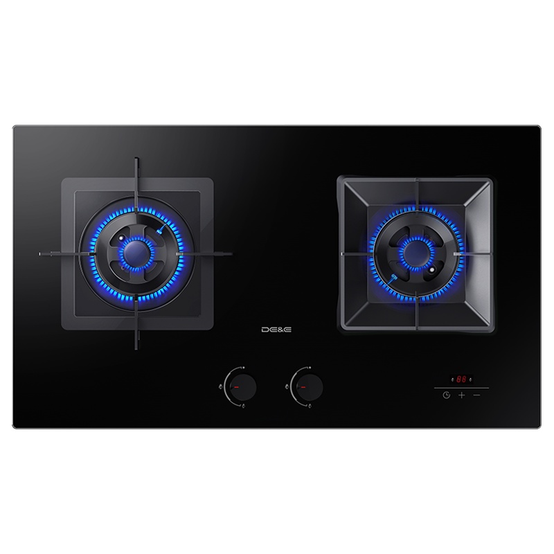 德意(DE&E)智能定时 5.2KW大火力 钢化玻璃 家用双灶嵌入式燃气灶具 JZY/T-773T(天然气/液化气)