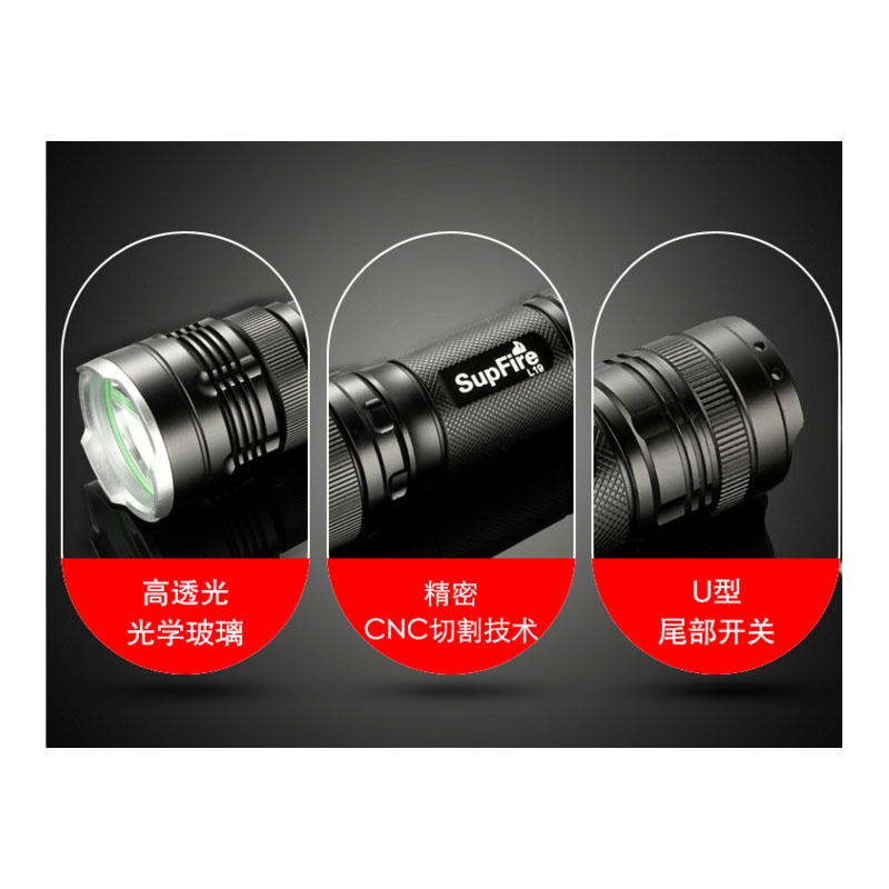 SupFire神火L19强光手电筒充电防水远射骑行L2钓鱼灯带磁铁 中型手电筒