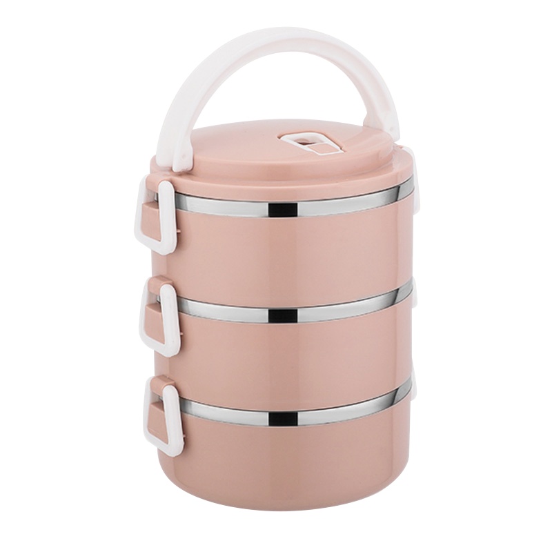 三层梯形扣便当盒 保温饭盒优质不锈钢餐盒(套)[CWFD]