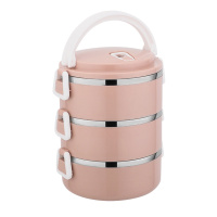 三层梯形扣便当盒 保温饭盒优质不锈钢餐盒(套)[CWFD]
