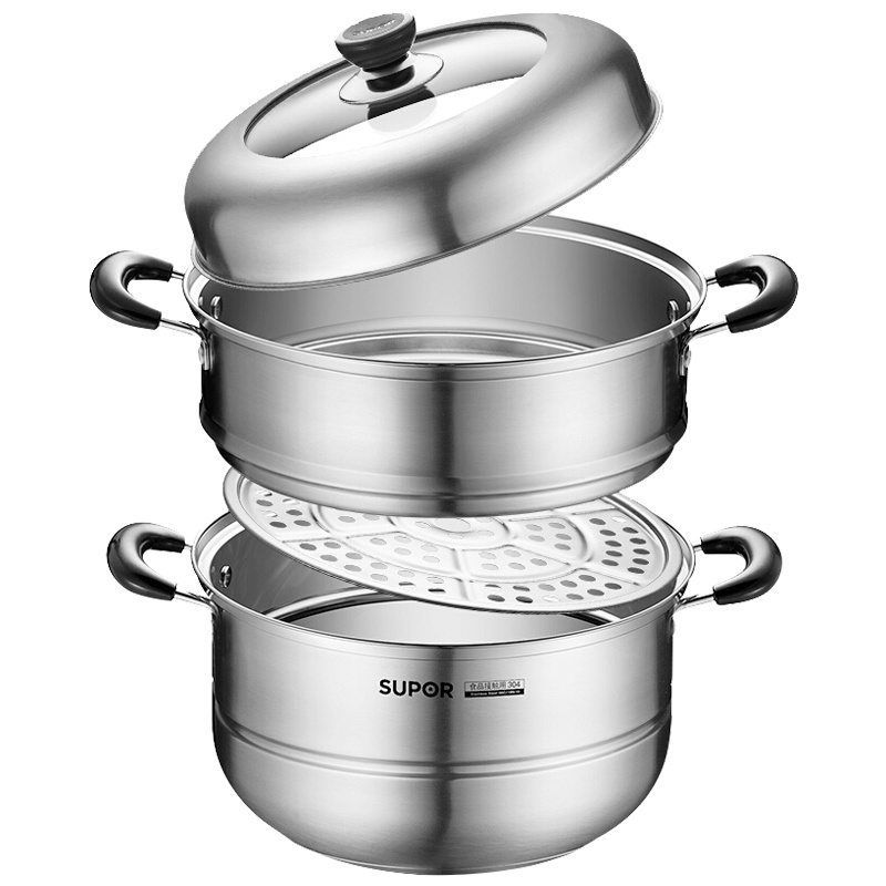 苏泊尔(SUPOR)苏泊尔巧易取不锈钢三层复底蒸锅SZ30V4 送隔热手套