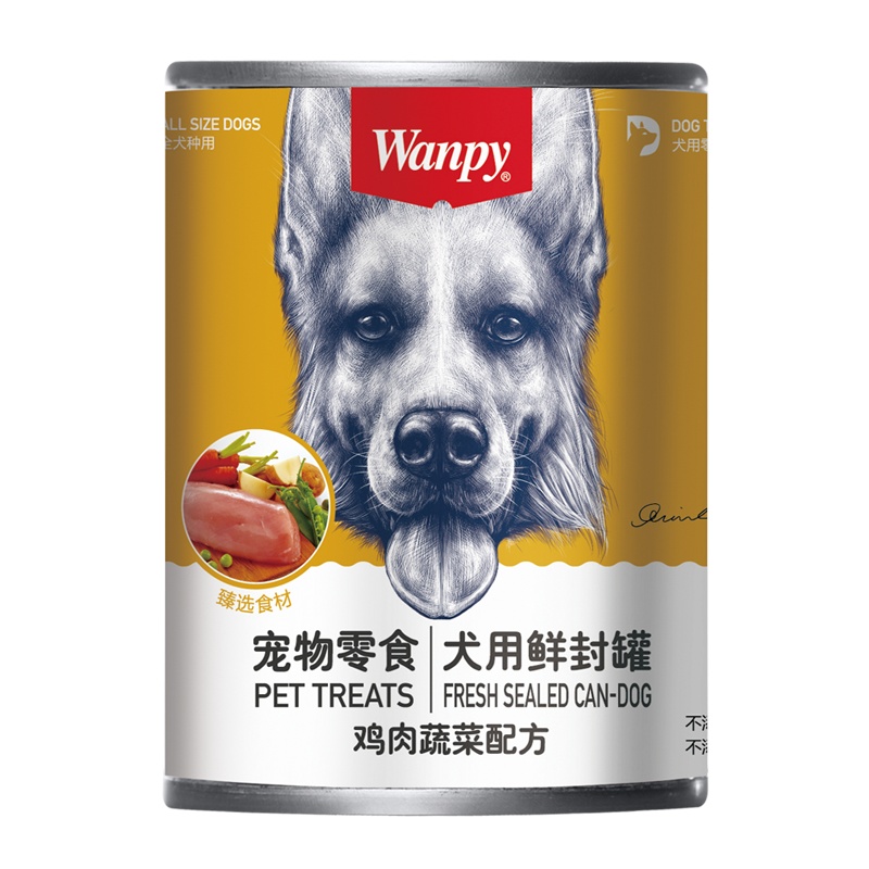 顽皮Wanpy宠物零食犬用鲜封罐鸡肉+蔬菜配方375g