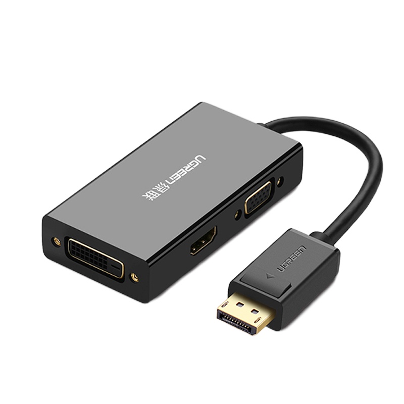 绿联(UGREEN) 20420 DP转HDMI/VGA/DVI三合一 转换器 (单位:个)黑色