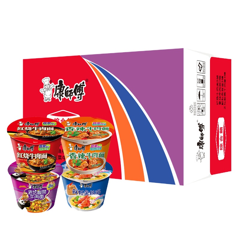 康师傅 方便面 口味随机 12桶整箱装