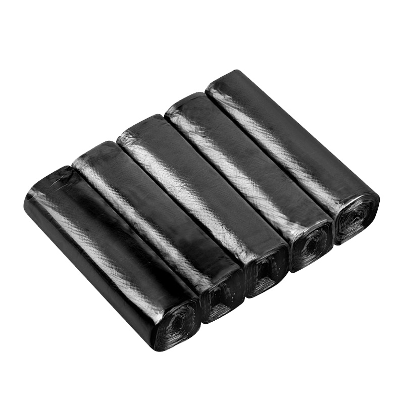 垃圾袋卷装-家用一次性加厚-手提式背心款黑色中号拉绳塑料袋子