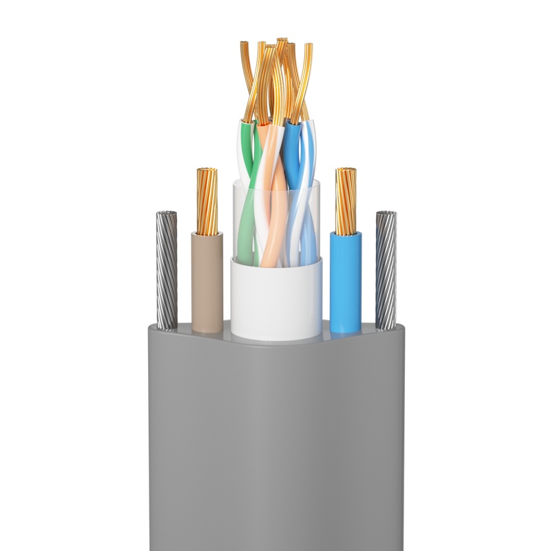 千天(QANTOP)电梯监控网线带电源一体线8*0.5+RVV2*1.0 随行线双钢丝超五类百兆网络线无氧铜八芯