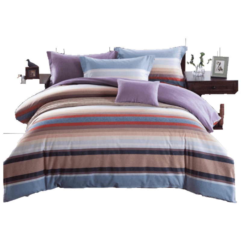 【双十一预售】全棉磨毛四件套1.5m床单秋冬保暖磨毛条纹套件